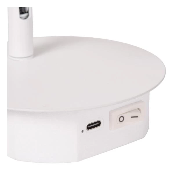 Lucide JOLIJN - Lámpara de cabecera / Lámpara de pared Recargable - Batería/acumulador - Ø 10,2 cm - LED - 1x2W 3000K - Magnético - Blanco - detalle 1